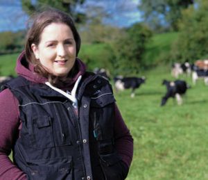 Aisling Neville in field with cows