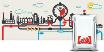 Product over colorful background