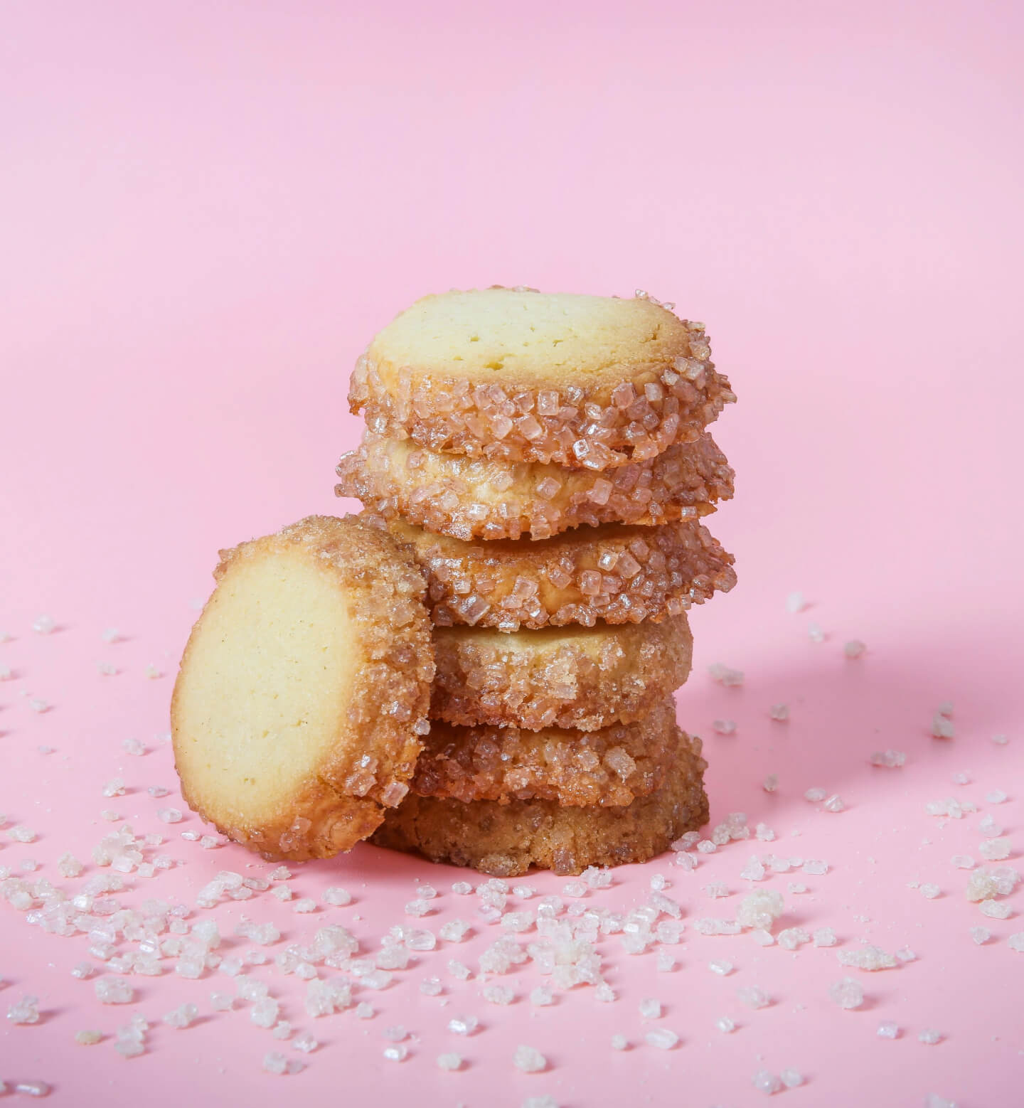 Stack of biscuits with a pink backdrop