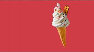 Comelle whipped cone on a red background