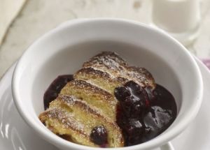 Blueberry bread pudding made with Lakeland Dairies products
