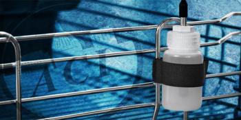 Bottle with blue background