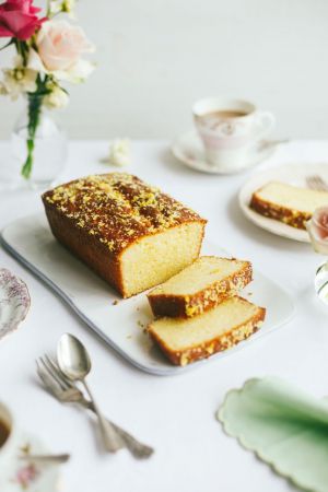 Lemon and elderflower loaf cake with Lakeland Dairies products