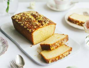Lemon and elderflower loaf cake with Lakeland Dairies products