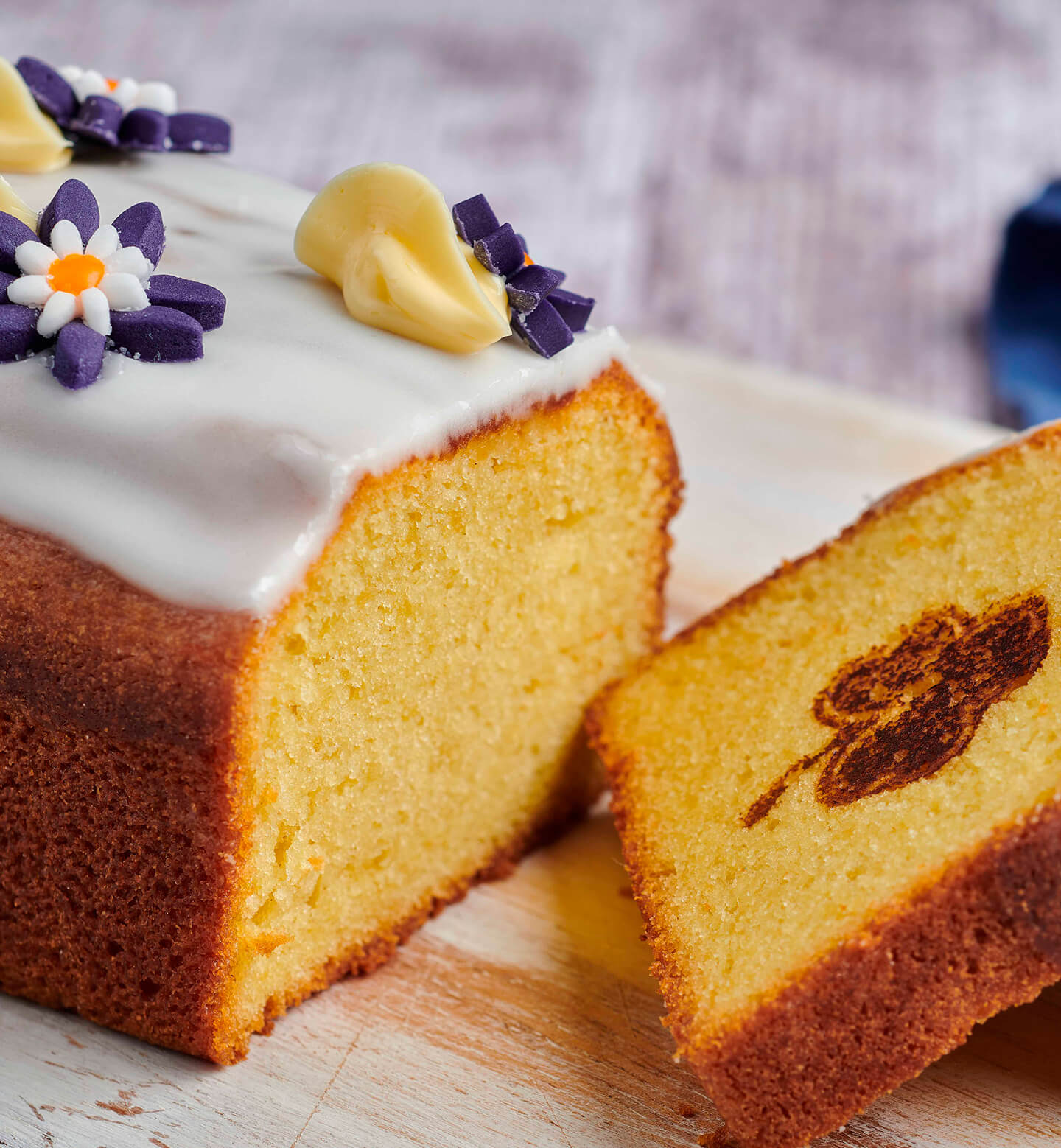Cake with icing and flowers image