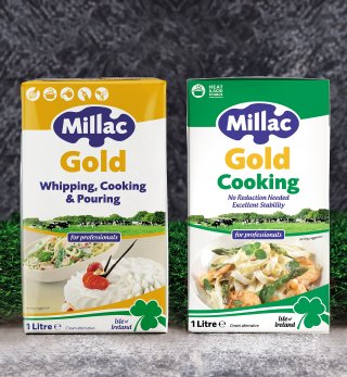 1L pack of Millac Gold placed next to 1L pack of Millac Gold Cooking