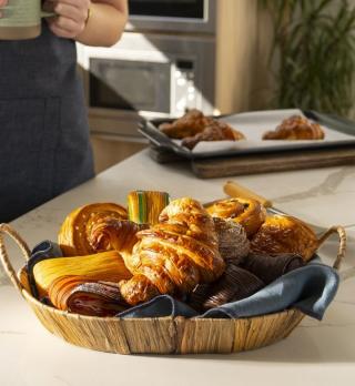 Pastry basket on countertop