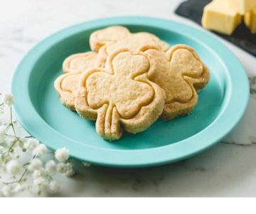 Plate with shamrock shaped biscuits on, made with Lakeland Dairies butter
