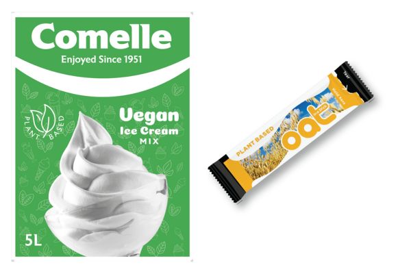 Comelle vegan ice cream mix and oat milk portion