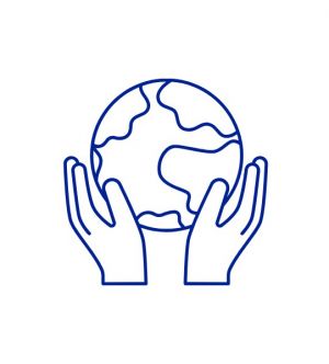 Sustainability icon of hands holding up the world