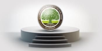 Award with a tree on it with a grey background