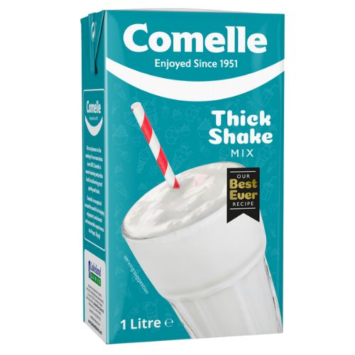 carton of comelle thick shake mix in blue