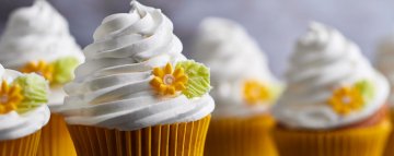 Close up of cupcakes made with millac cream