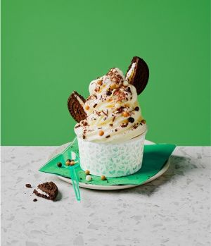 Ice Cream Sundae Dessert serving suggestion using Comelle Vegan Soft Serve Ice Cream