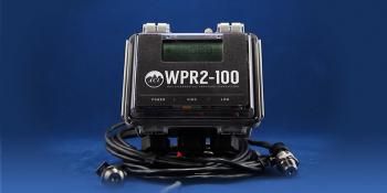 Black product on blue background