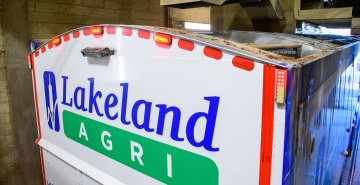Lakeland Dairies logo on the back of a milk tanker.