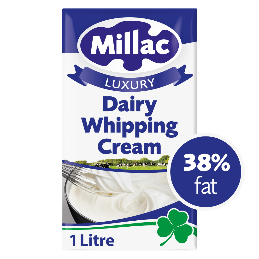 Millac dairy whipping cream in navy and white packaging